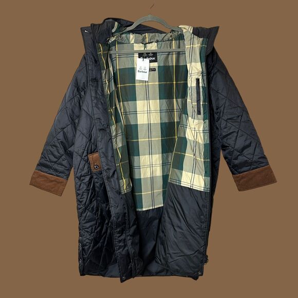 Barbour Mickley Quilted Jacket Black Ancient Full Zip Button Panel Women 2X NWT - Picture 3 of 14